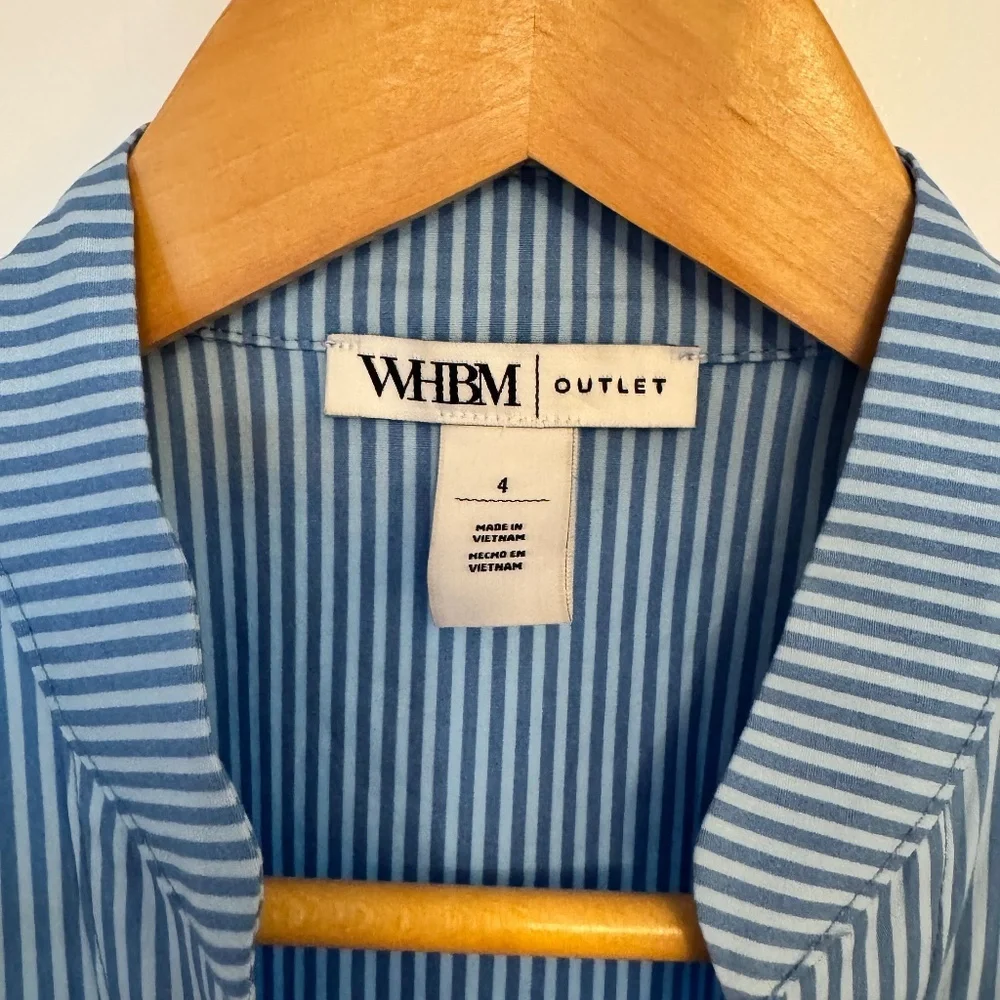 White House Black Market (WHBM) Seersucker Utility Midi Dress, BLUE/WHITE, SZ 4 - Picture 3 of 10